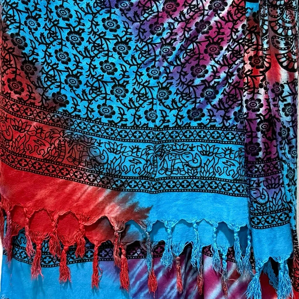 colorful rainbow paisley pattern pashmina scarf/shawl OS‎